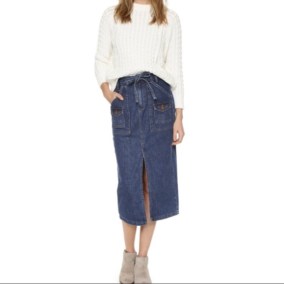madewell denim midi skirt